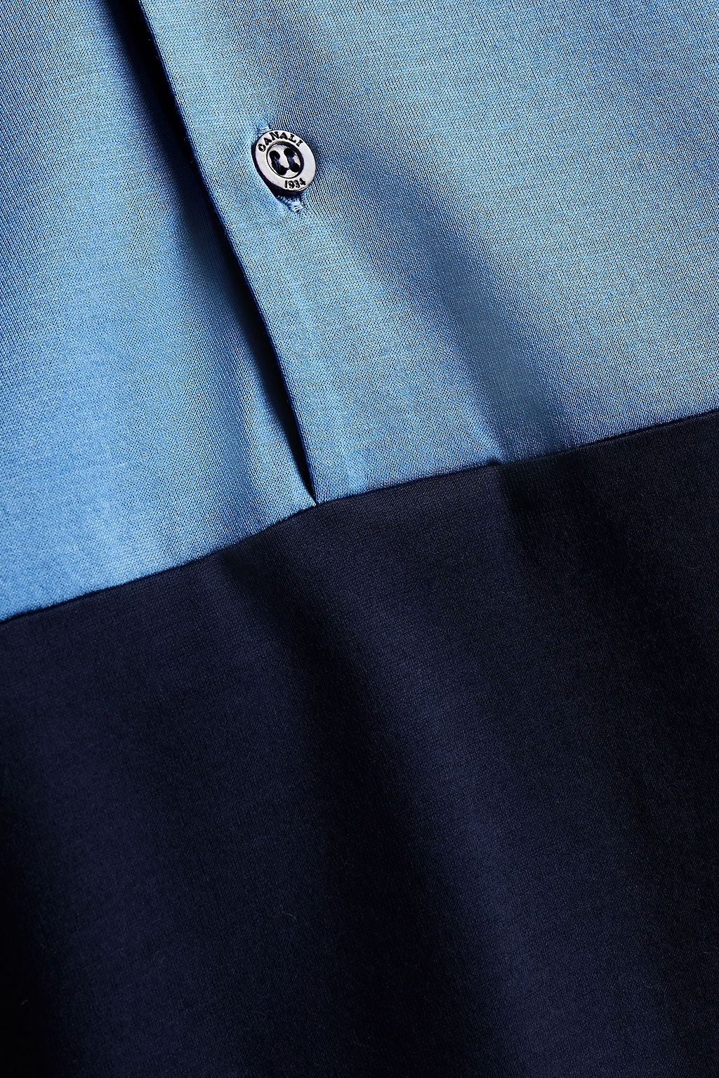 CANALI Two-tone cotton-jersey polo shirt