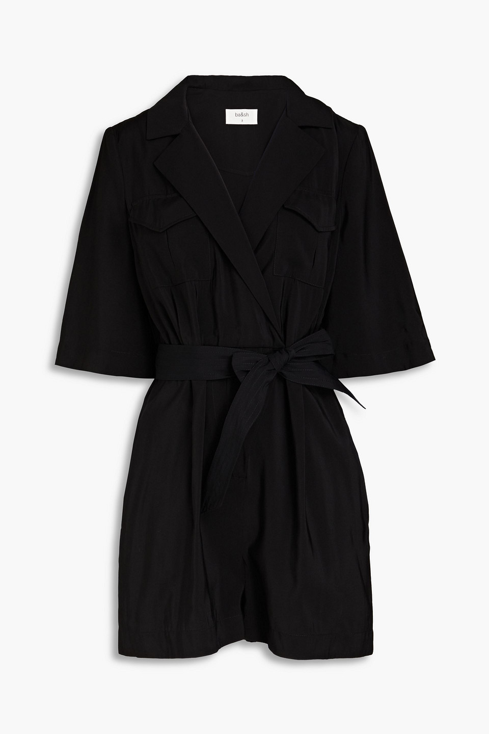 Ba&sh Calia Wrap-effect Pleated Woven Playsuit In Black