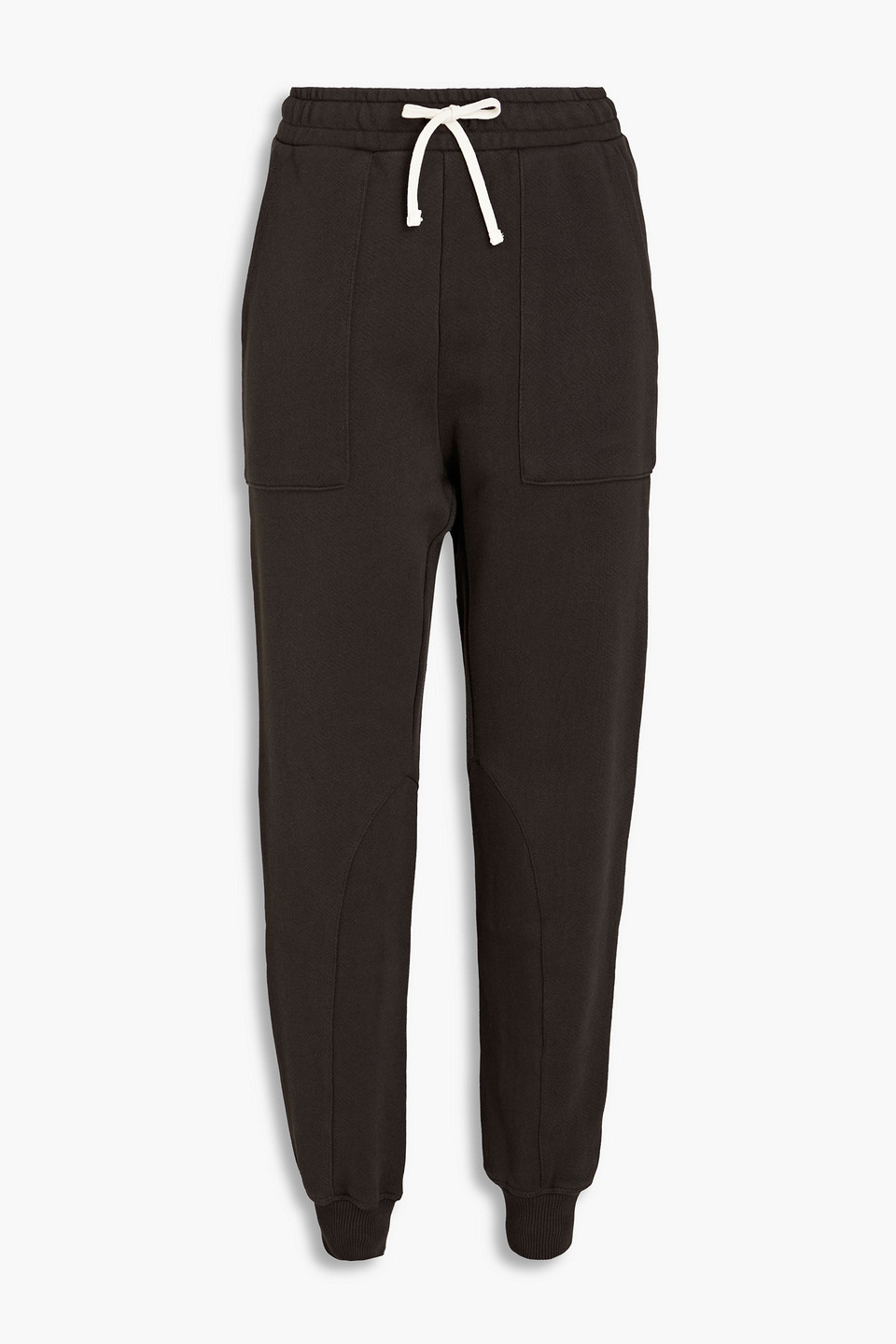 ba&sh - toledo cropped french cotton-terry track pants - brown - 3