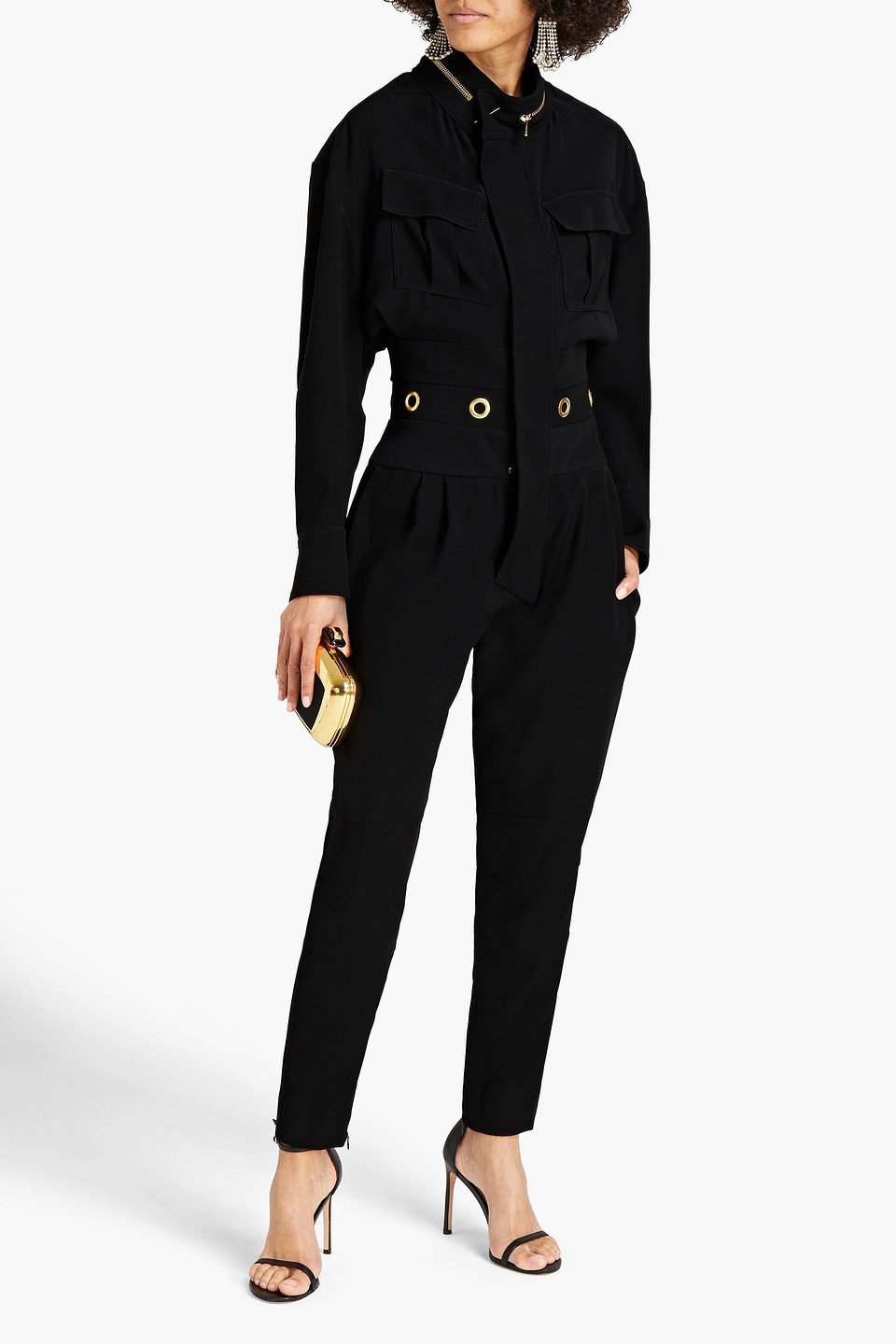Alexandre Vauthier Wrap-effect Satin-paneled Velvet Gown