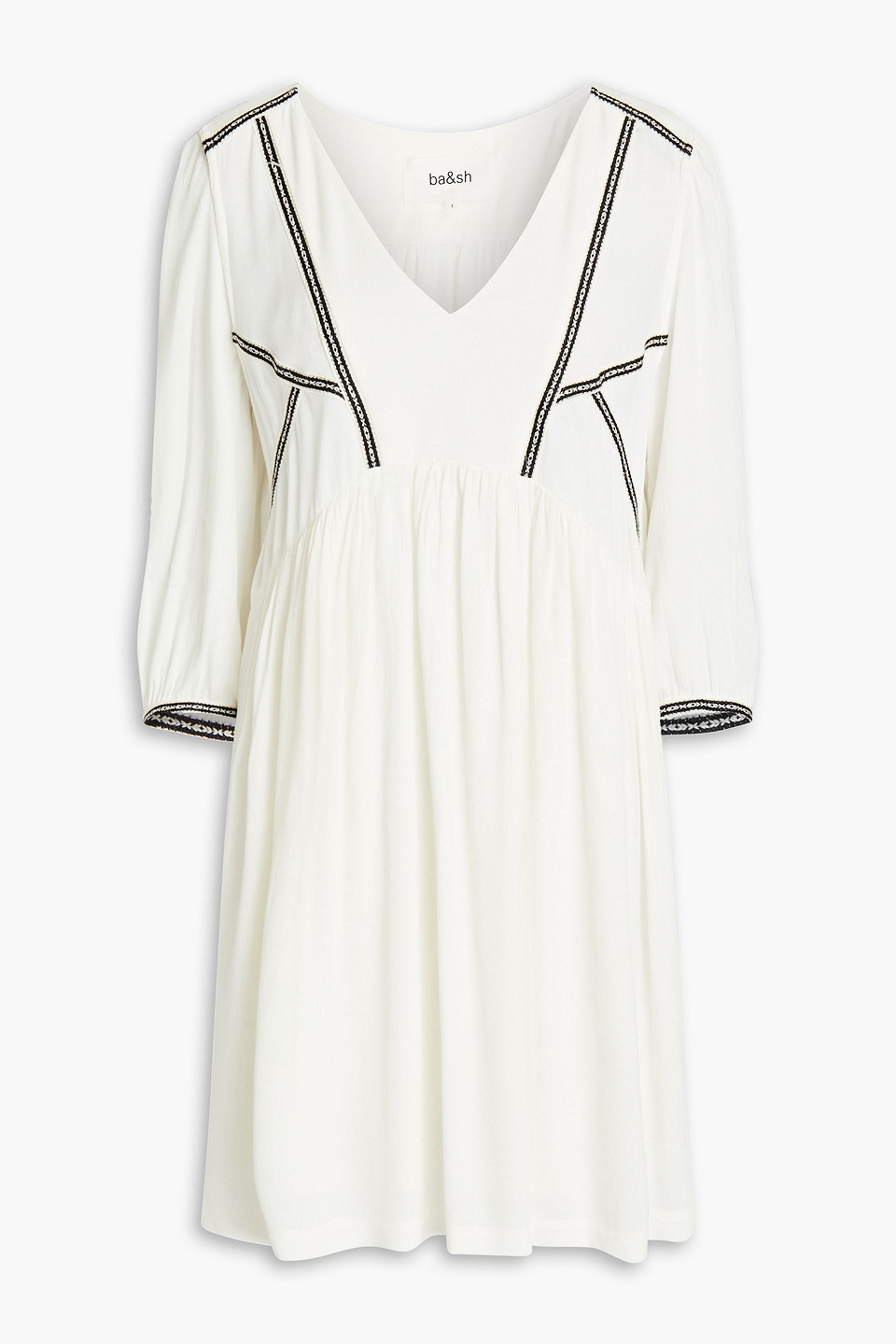 ba&sh - gathered crepe de chine mini dress - white - 0
