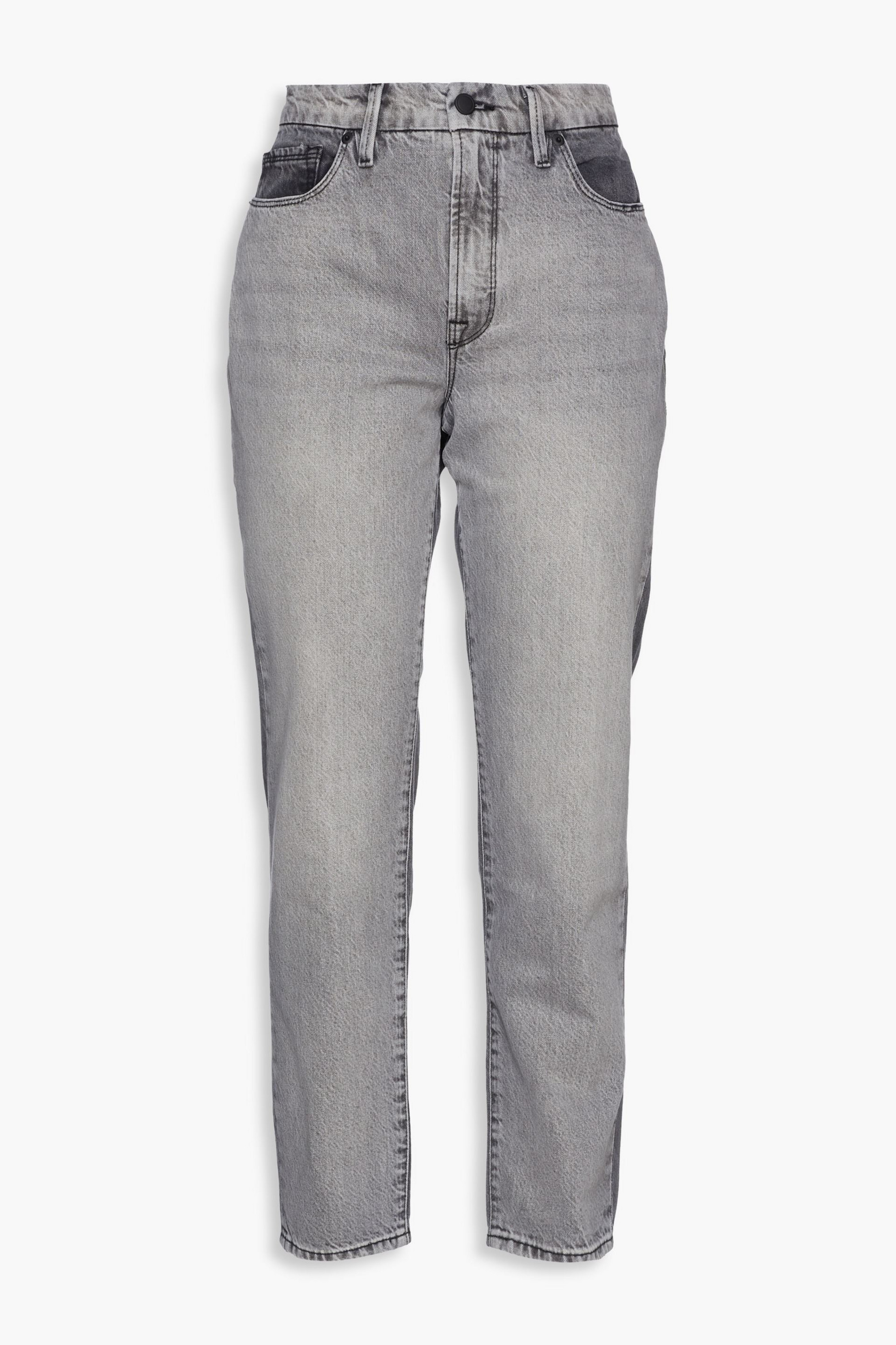 Good American Good Vintage two-tone high-rise straight-leg jeans
