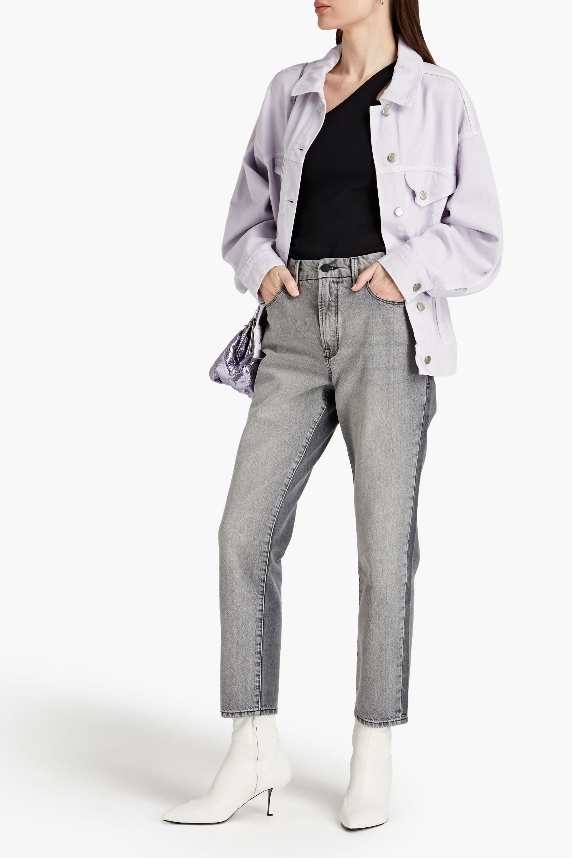 Good American Good Vintage two-tone high-rise straight-leg jeans