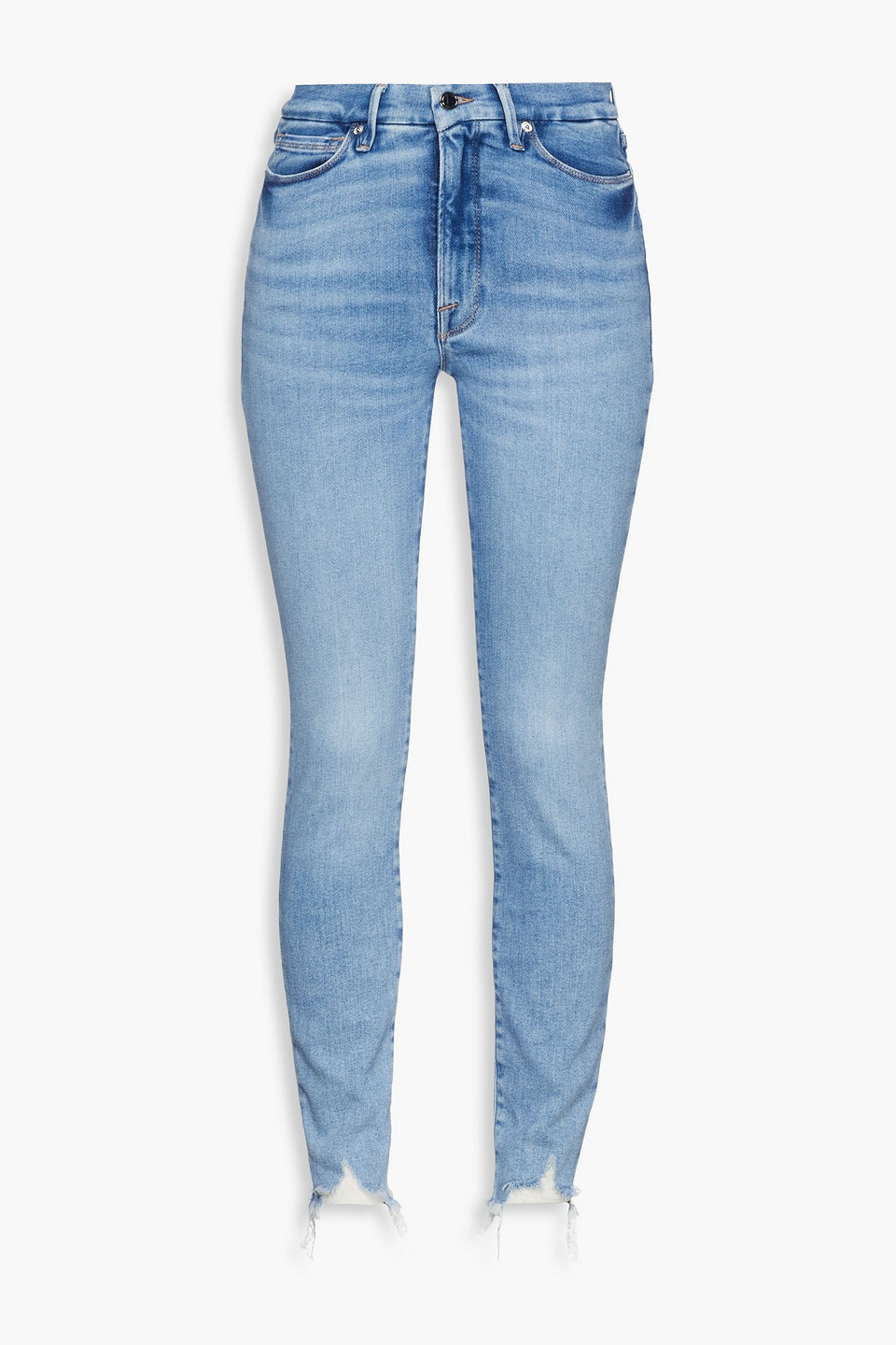 good american - good legs distressed mid-rise skinny jeans - blue - 34