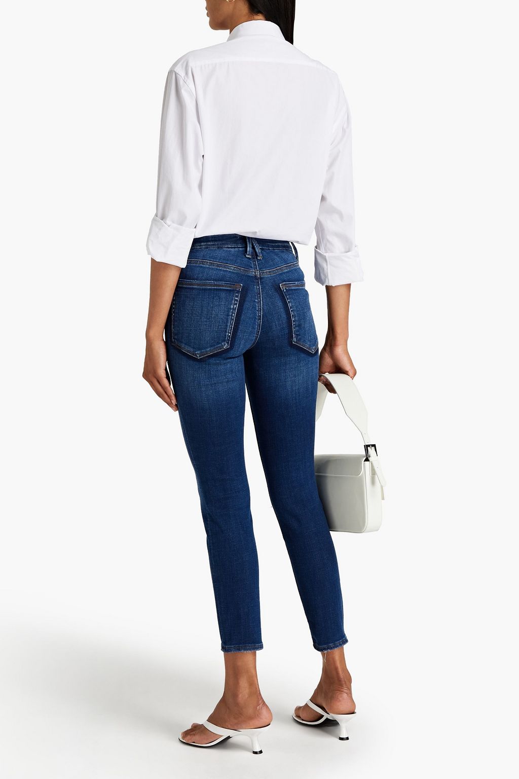 GOOD AMERICAN Good Legs hoch sitzende Skinny Jeans in Distressed-Optik