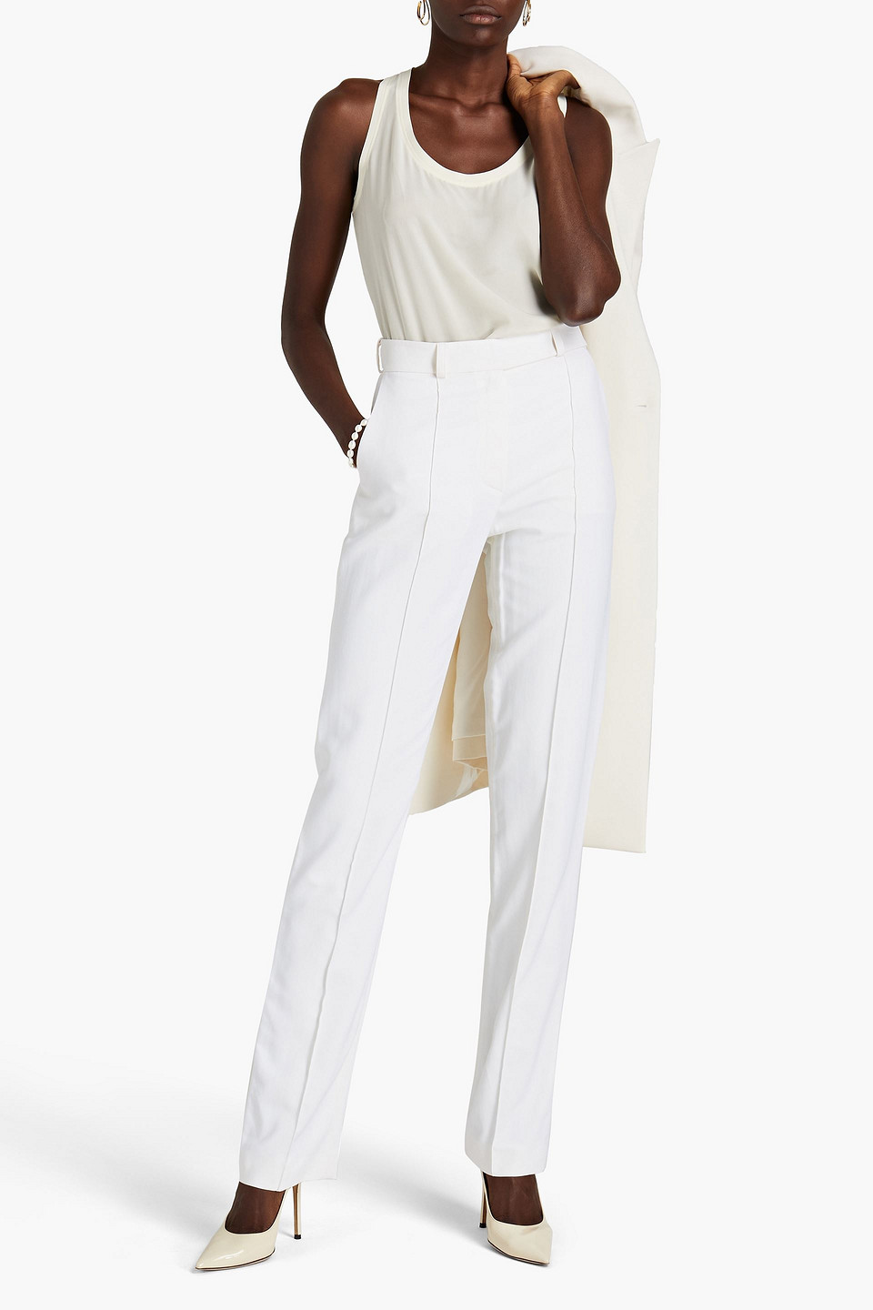 Alexandre Vauthier Woven Slim-leg Trousers In White