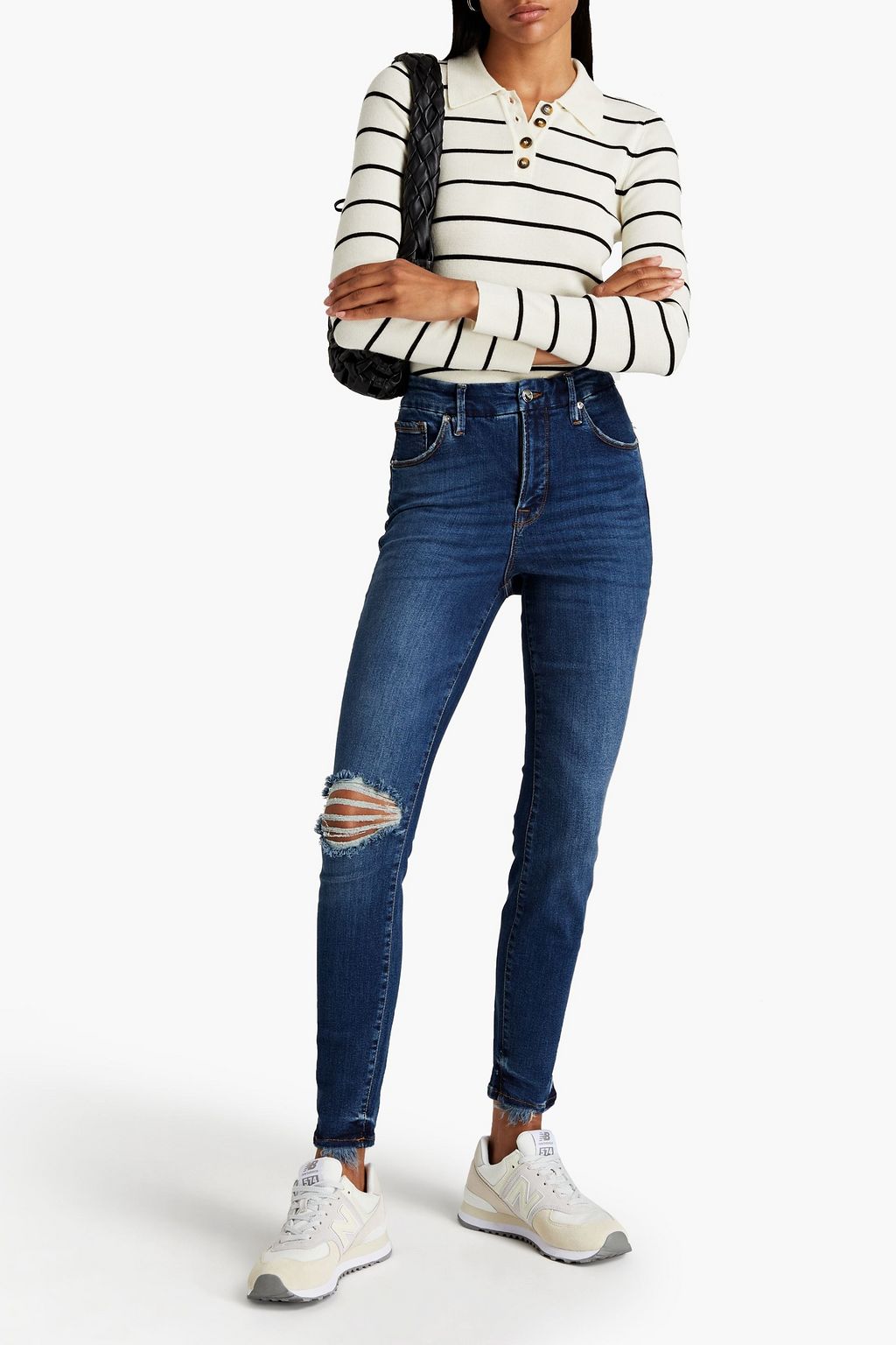 GOOD AMERICAN Good Legs distressed high-rise skinny jeans
