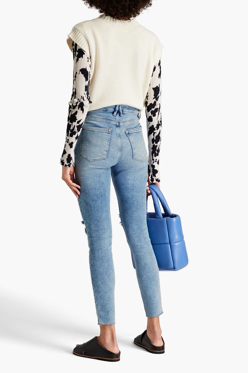 GOOD AMERICAN Good Legs distressed mid-rise skinny jeans