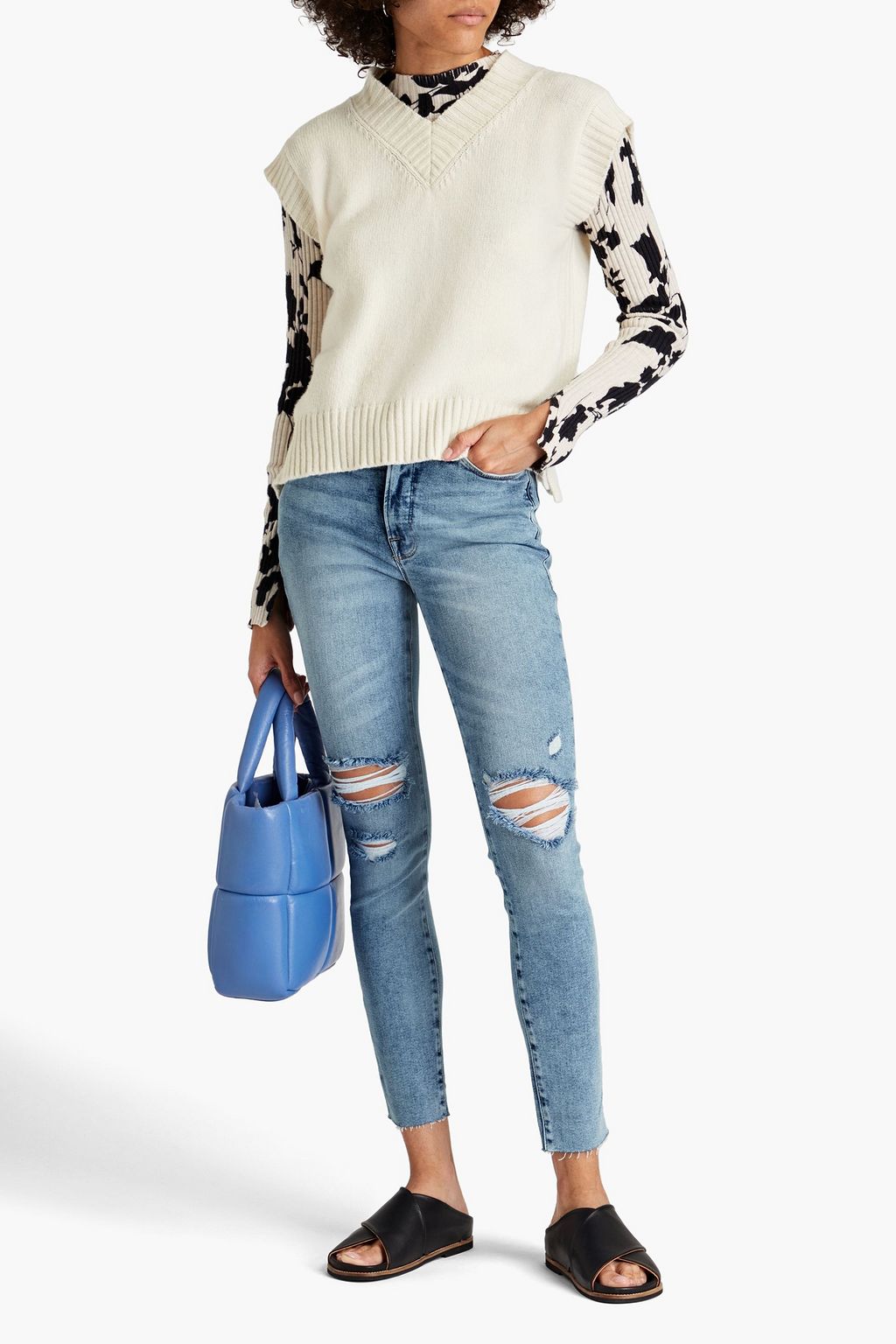 GOOD AMERICAN Good Legs distressed mid-rise skinny jeans