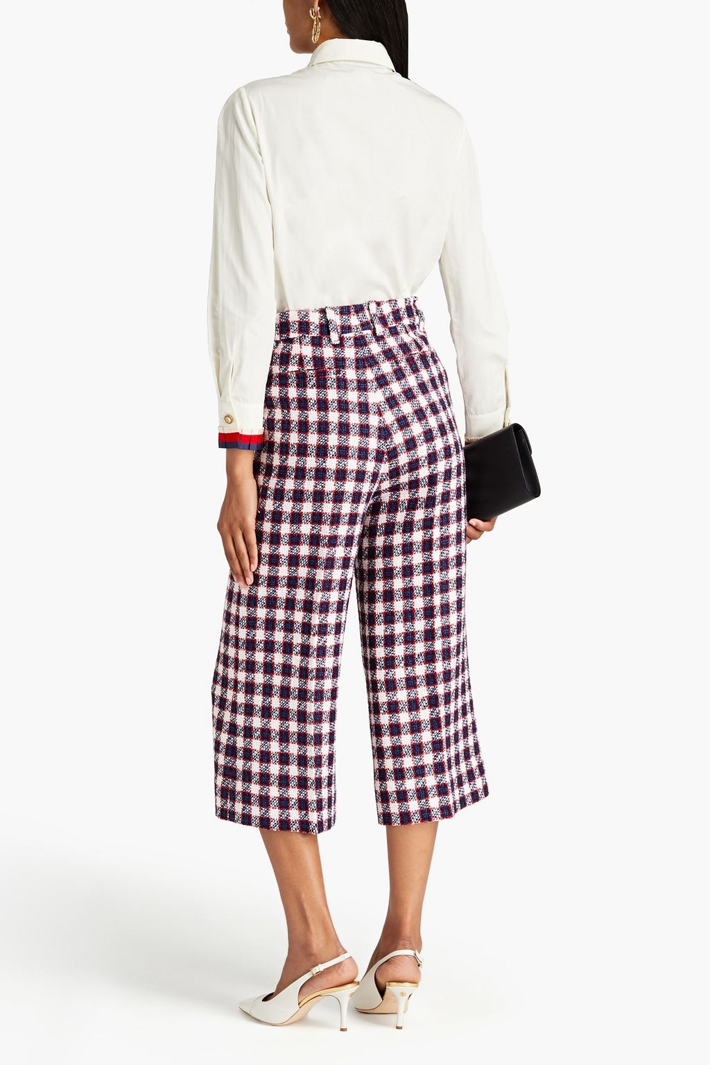 GUCCI Checked wool-blend tweed culottes