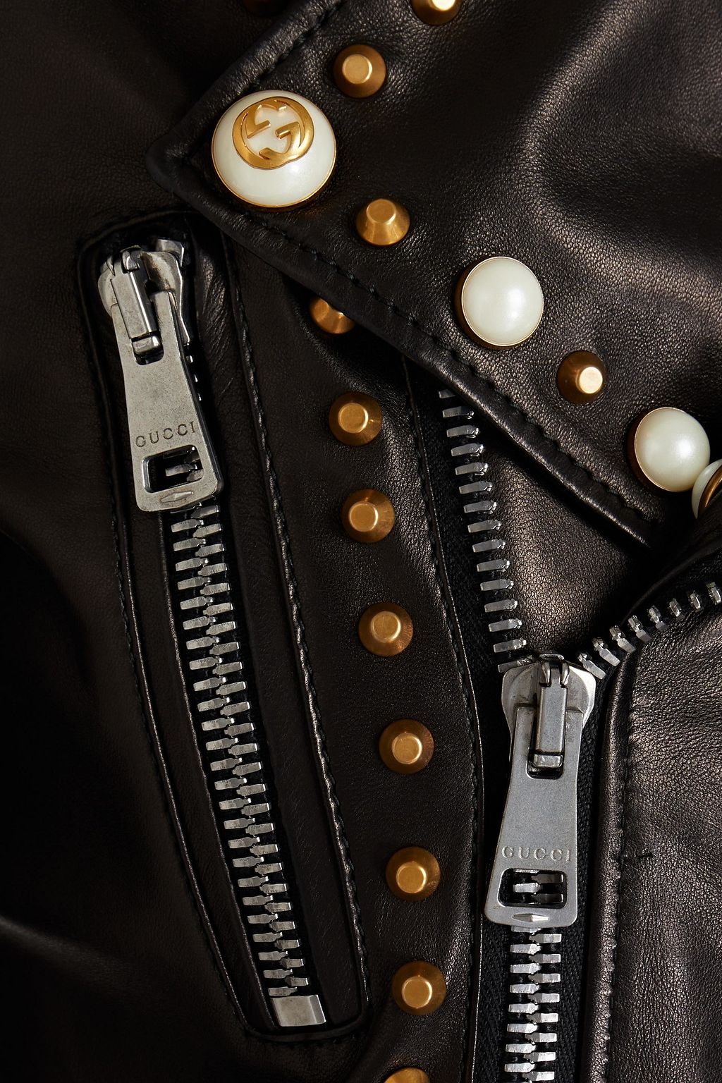 GUCCI Embellished leather biker jacket Sale up to 70 off THE