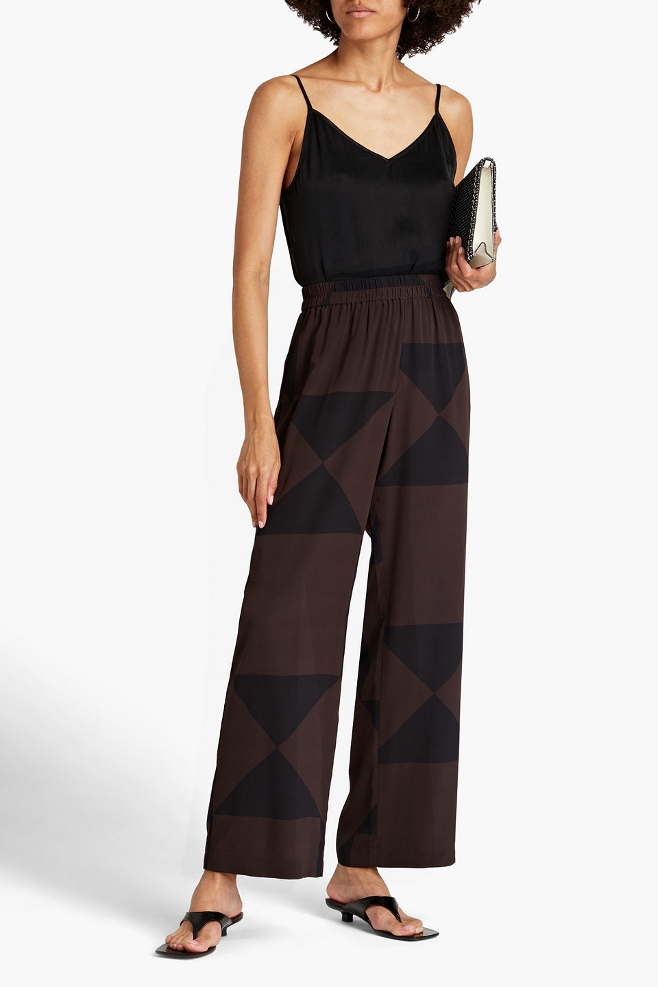 Envelope 1976 Printed Silk Crepe De Chine Straight-leg Trousers In Brown