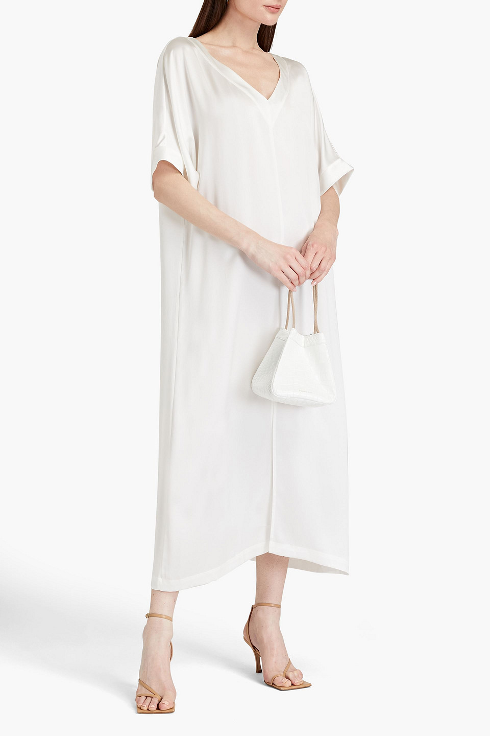 Envelope 1976 Silk-satin Midi Dress In White