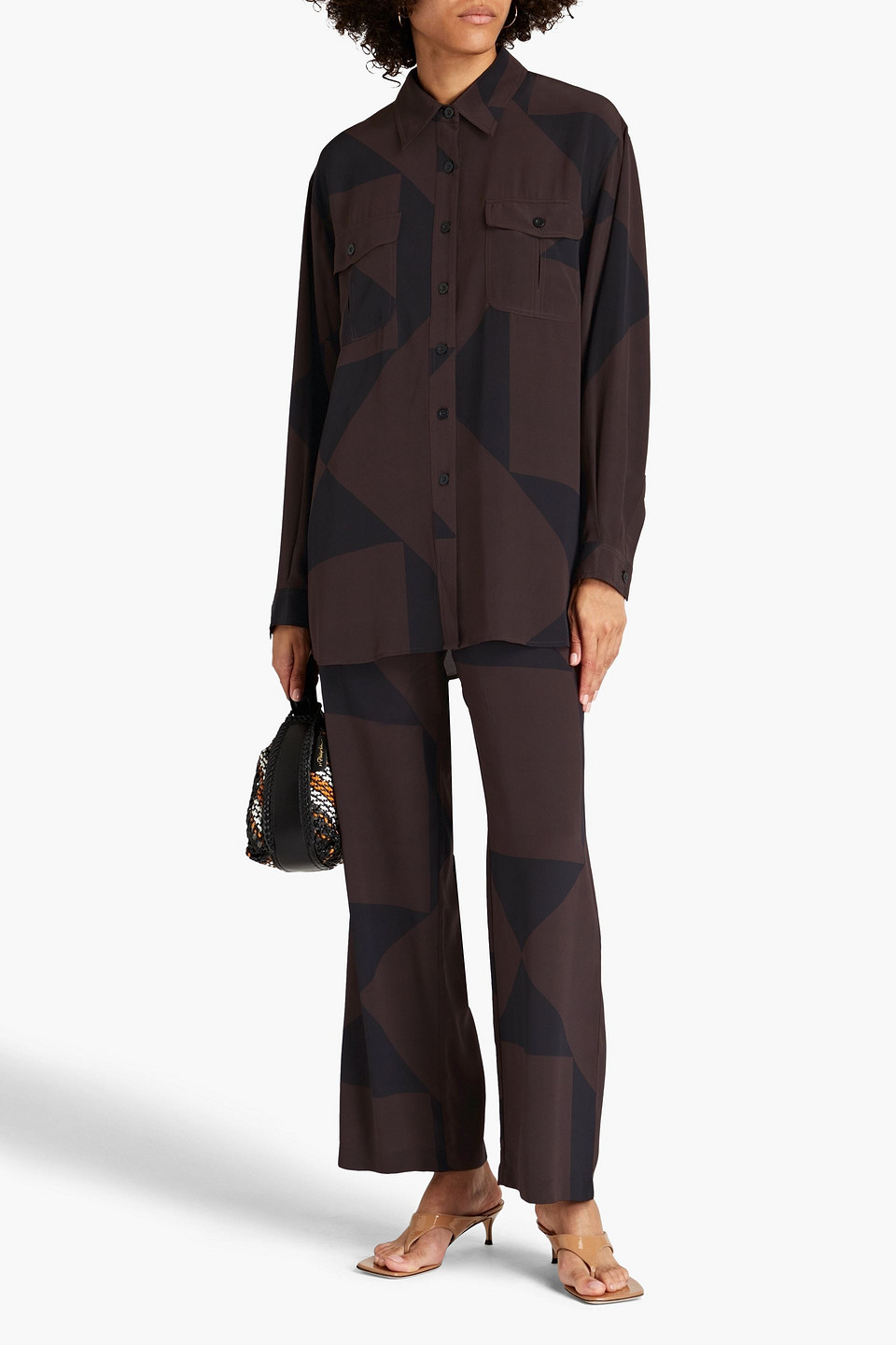 Envelope 1976 Oversized Two-tone Silk Crepe De Chine Shirt