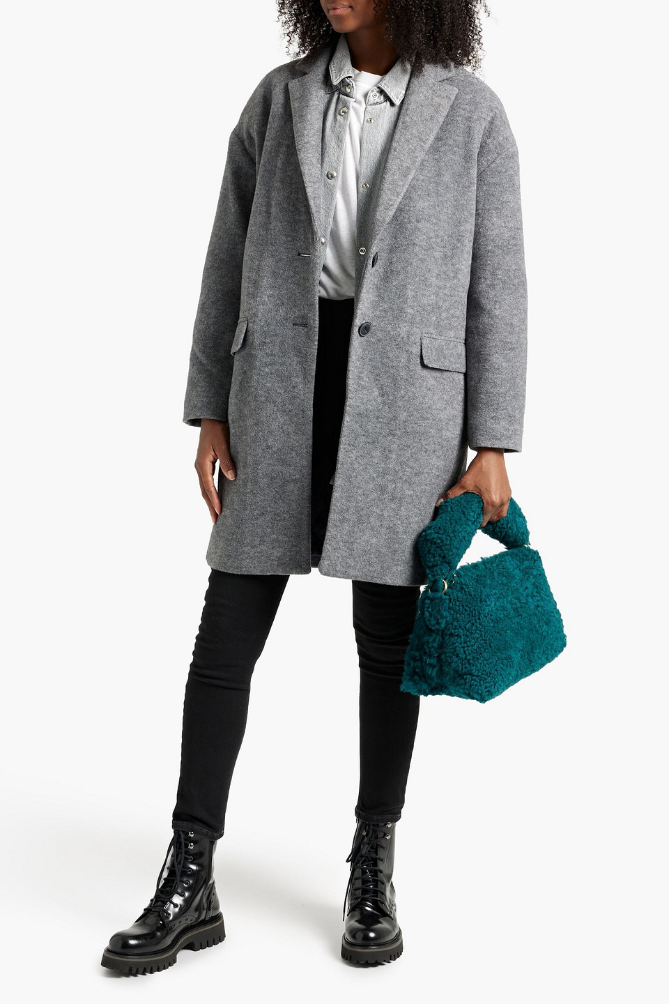 Shop Rag & Bone Estelle Mélange Brushed-felt Coat In Gray