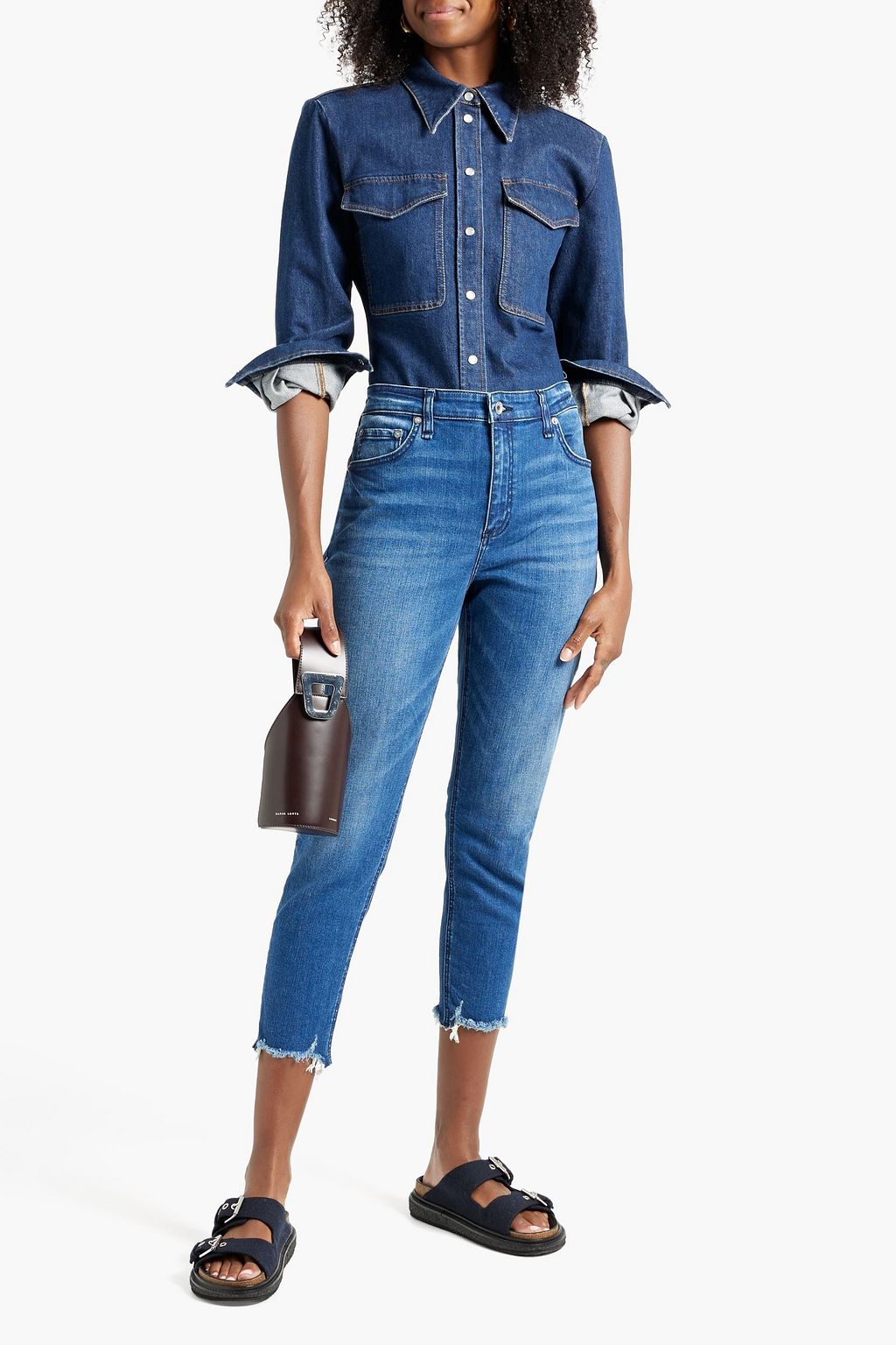 RAG & BONE Cate cropped distressed mid-rise skinny jeans
