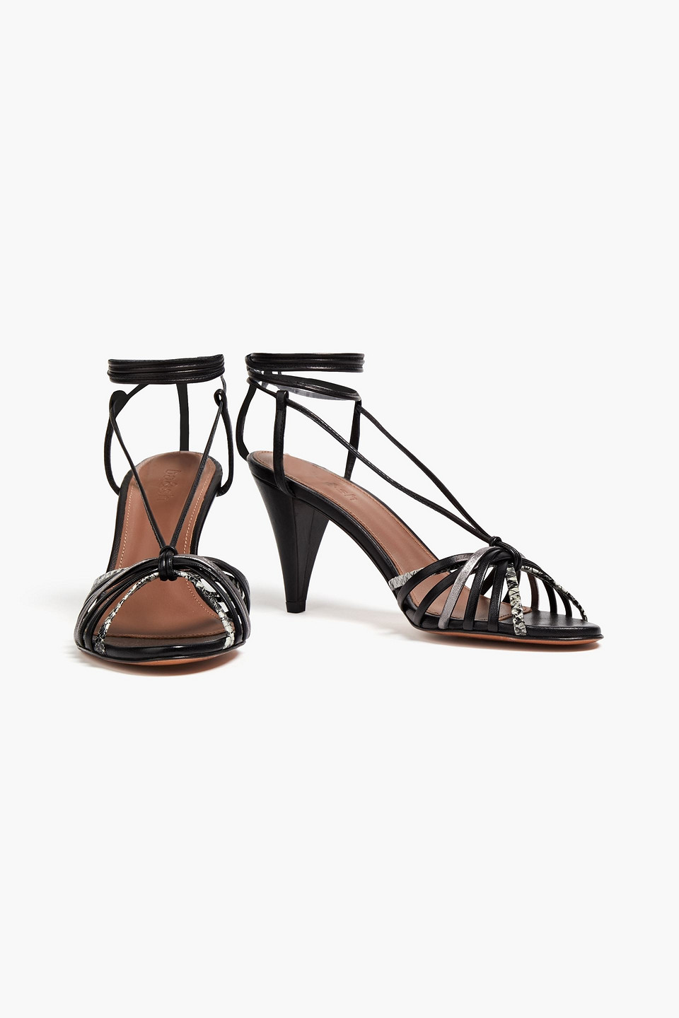 Ba&sh Chiara Knotted Leather Sandals In Black