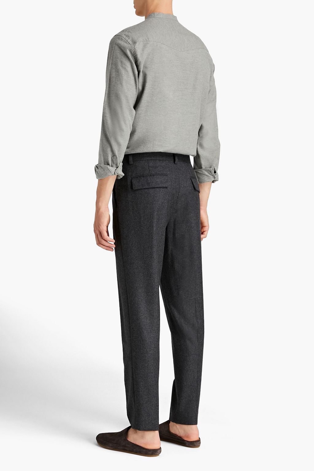 OFFICINE GÉNÉRALE Gaston mélange cotton and cashmere-blend flannel shirt