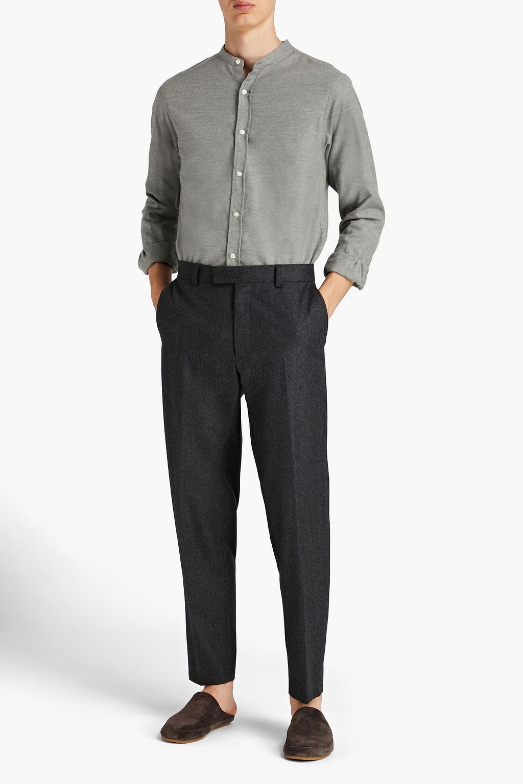 OFFICINE GÉNÉRALE Gaston mélange cotton and cashmere-blend flannel shirt