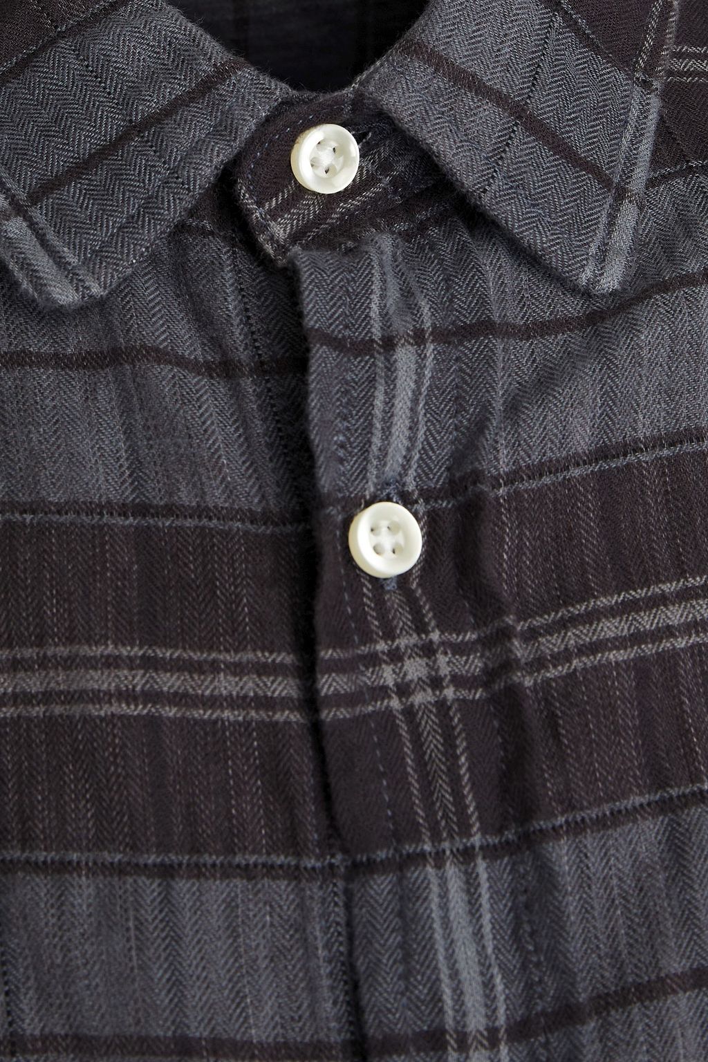 OFFICINE GÉNÉRALE Checked herringbone cotton-blend shirt