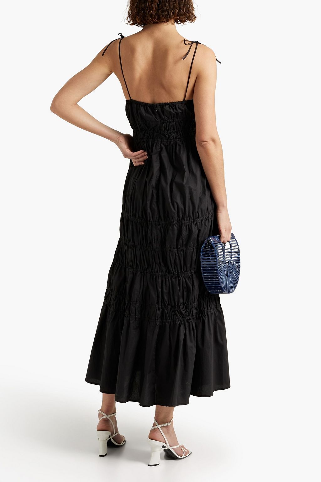 NICHOLAS Shirred ramie maxi dress