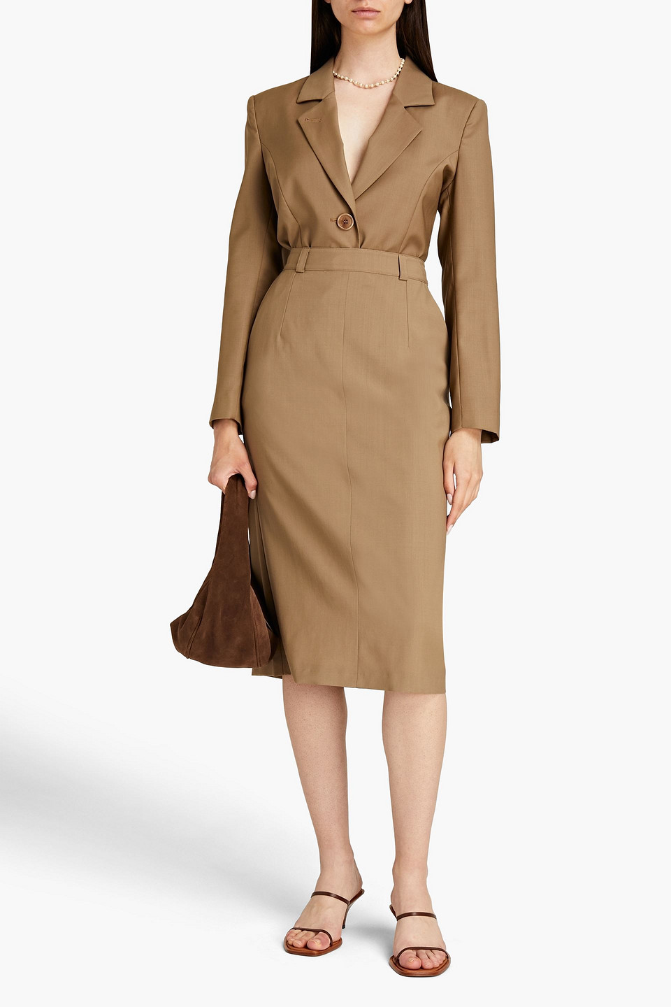 Envelope 1976 Cameo Wool-canvas Midi Pencil Skirt
