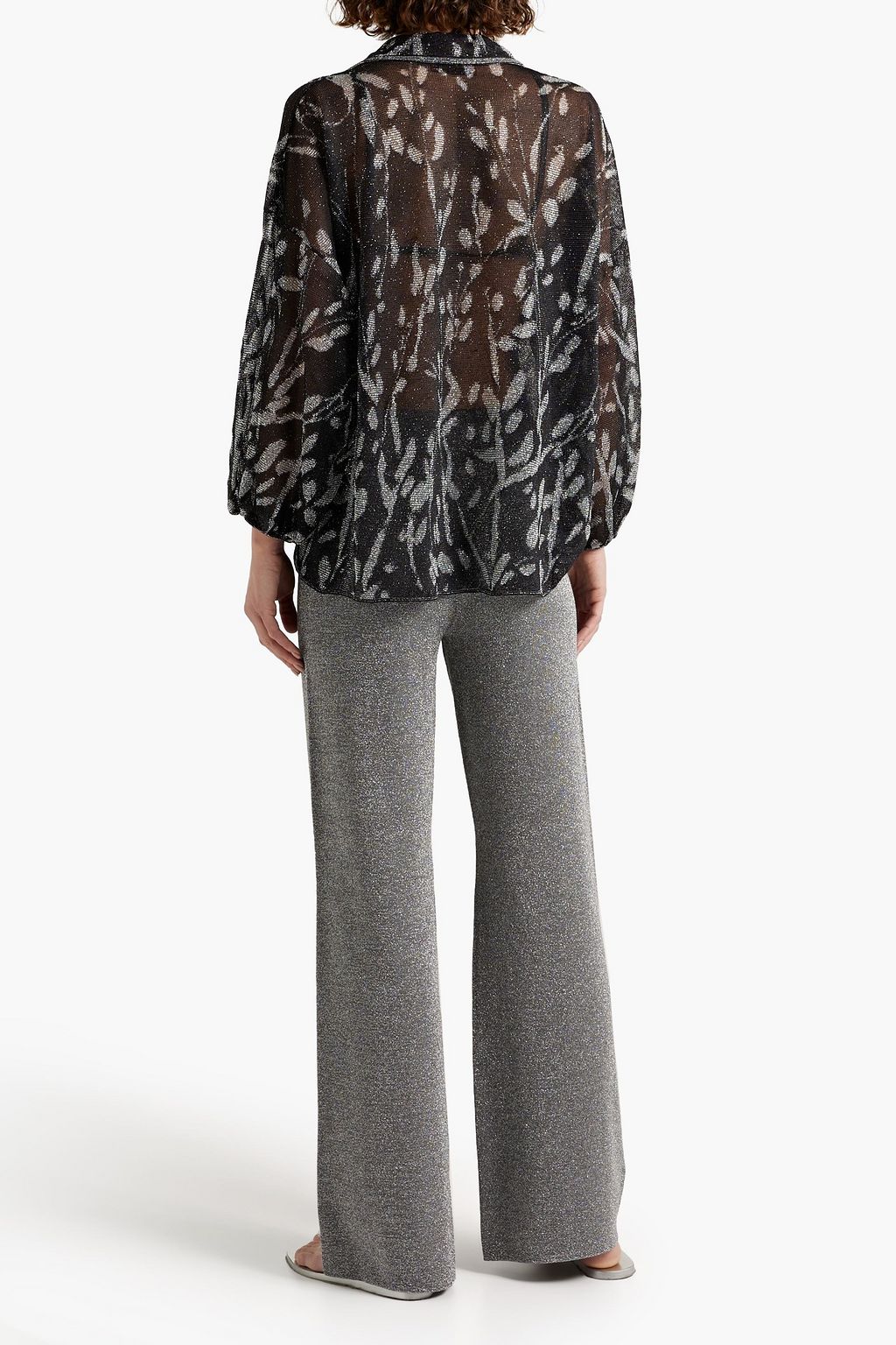 MISSONI Metallic crochet-knit shirt
