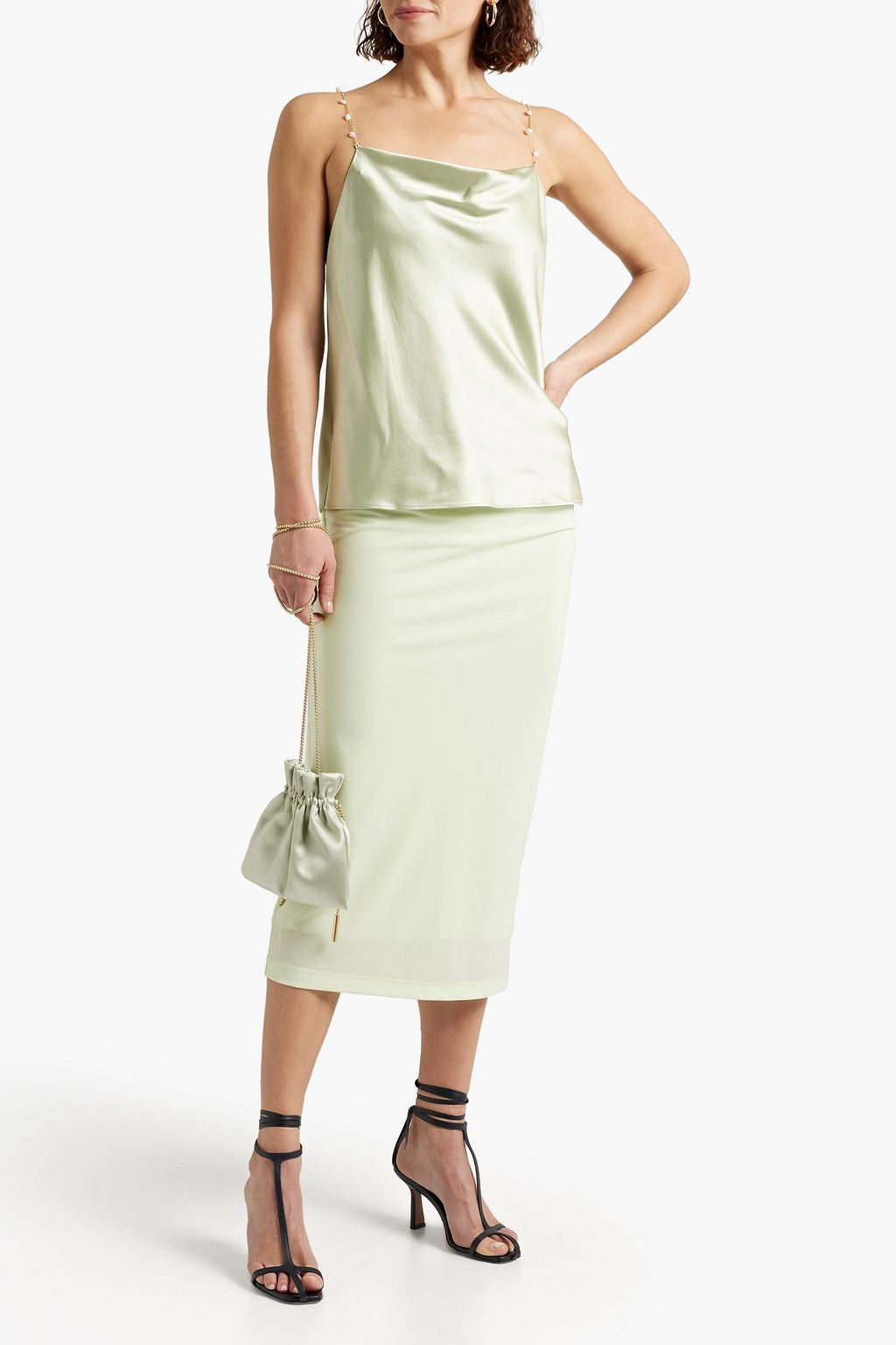 CAMI NYC Embellished draped silkblend satin camisole THE