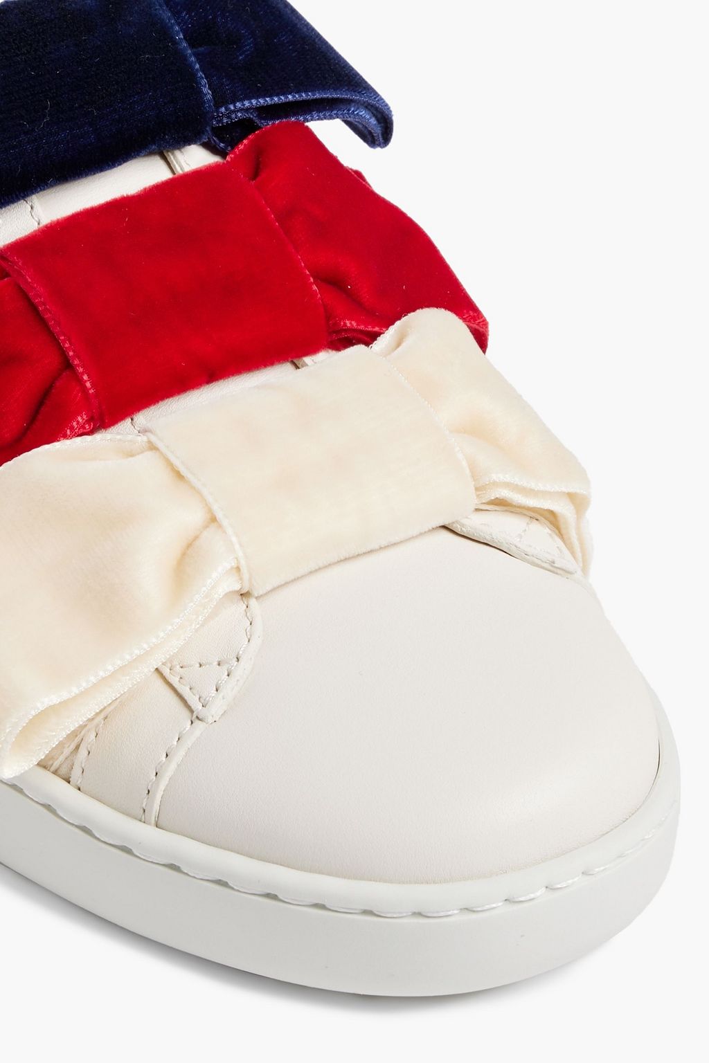 GUCCI Bow-detailed printed leather sneakers