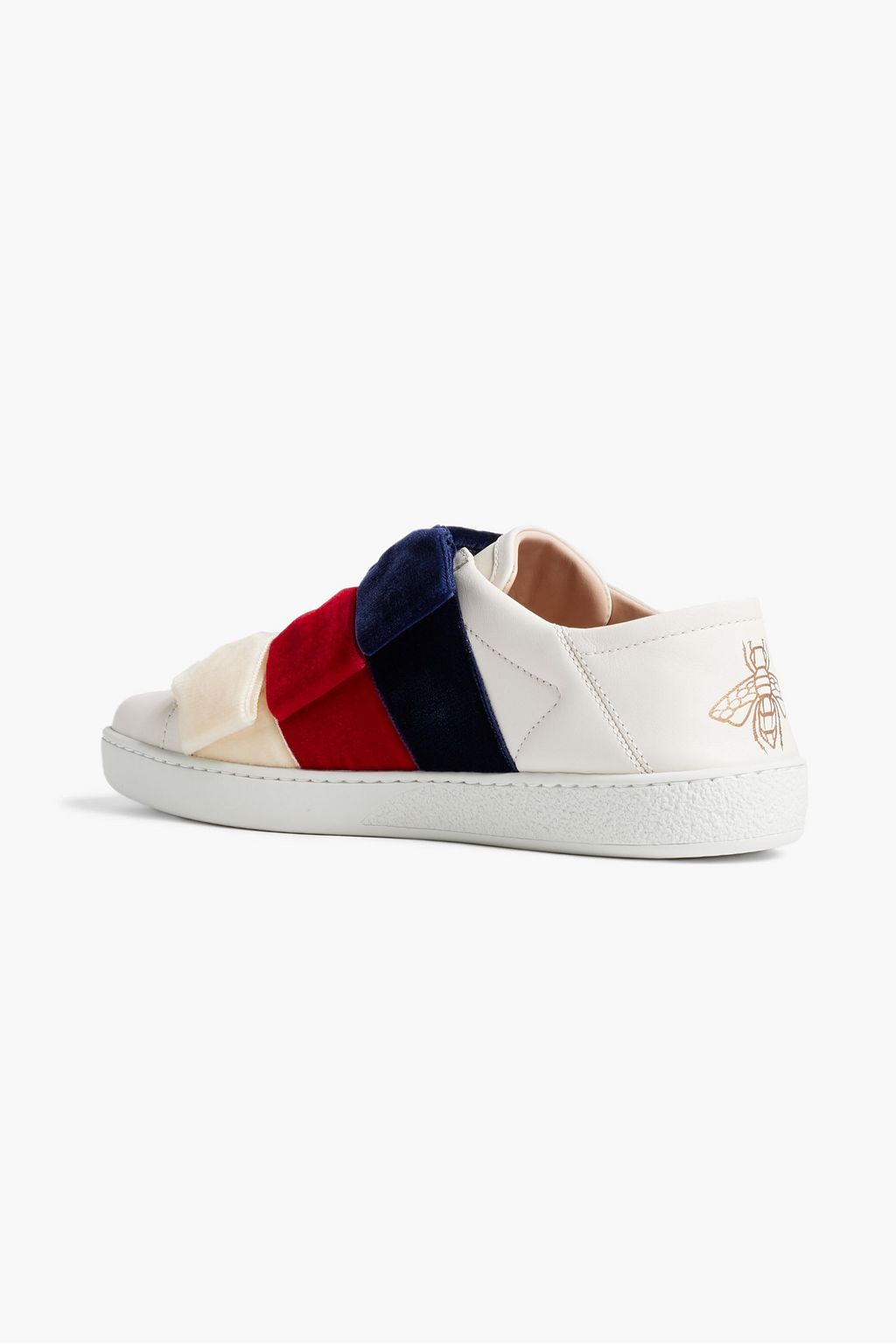 GUCCI Bow-detailed printed leather sneakers