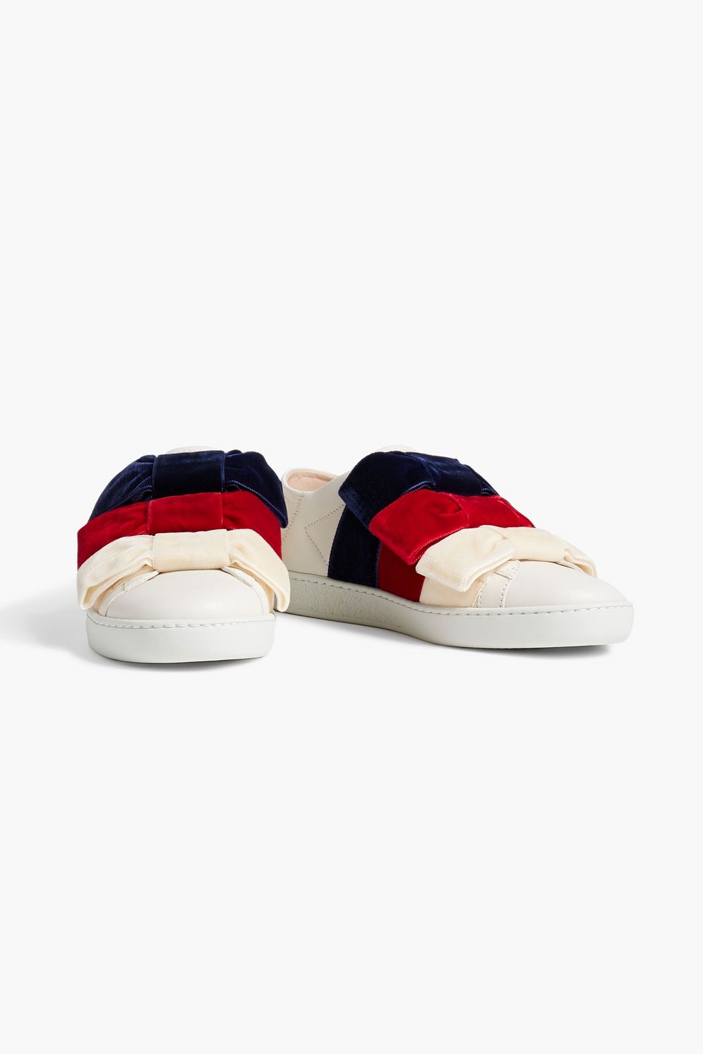 GUCCI Bow-detailed printed leather sneakers