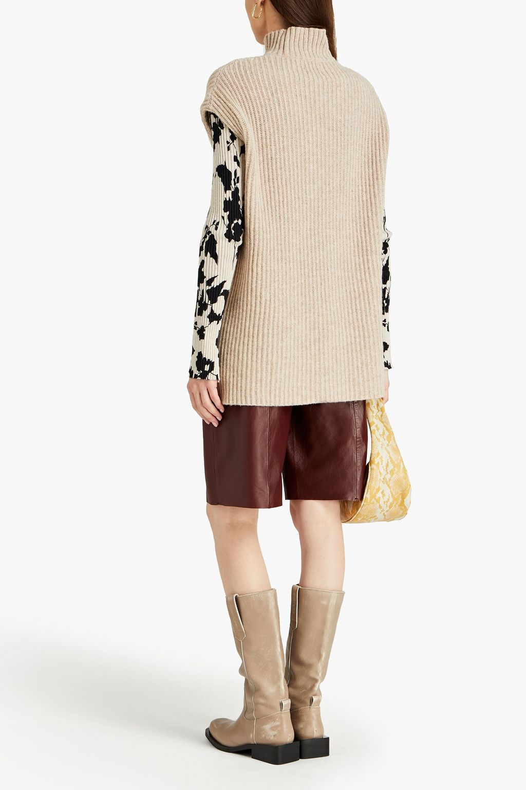 GANNI Ribbed recycled wool-blend turtleneck vest