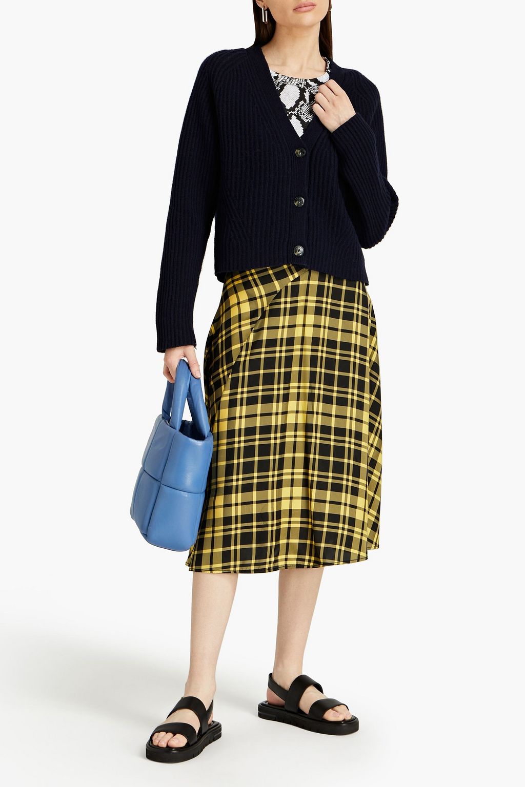 GANNI Ribbed mélange wool-blend cardigan