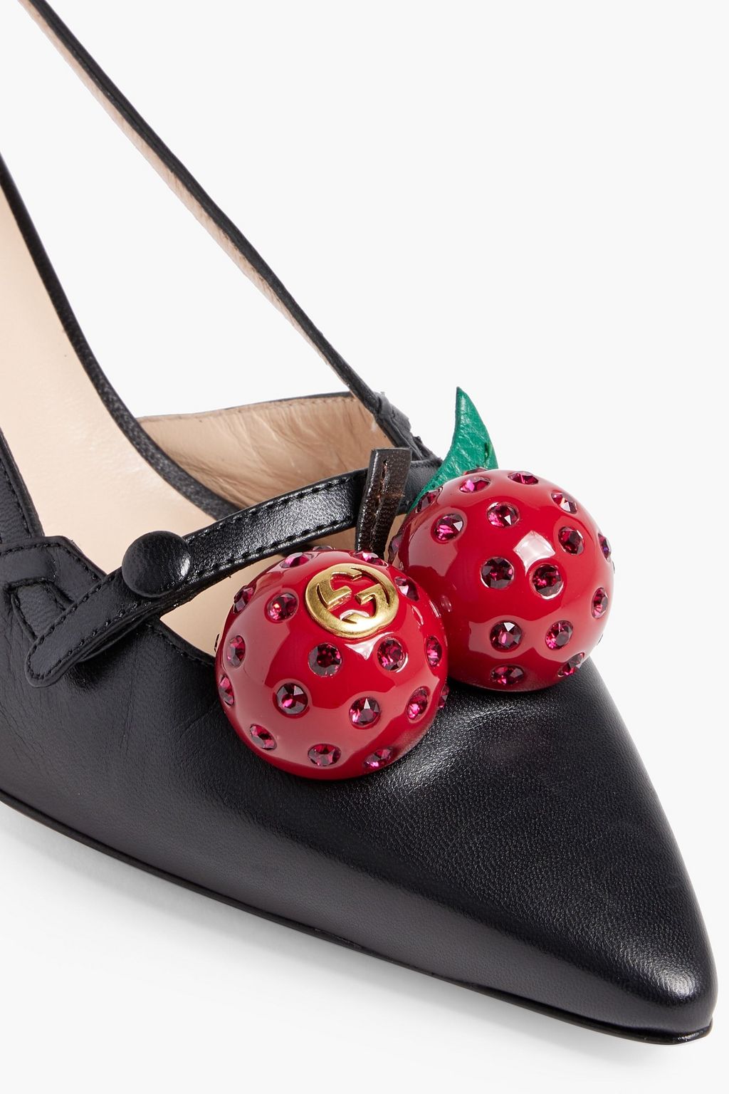 GUCCI Cutout embellished leather pumps