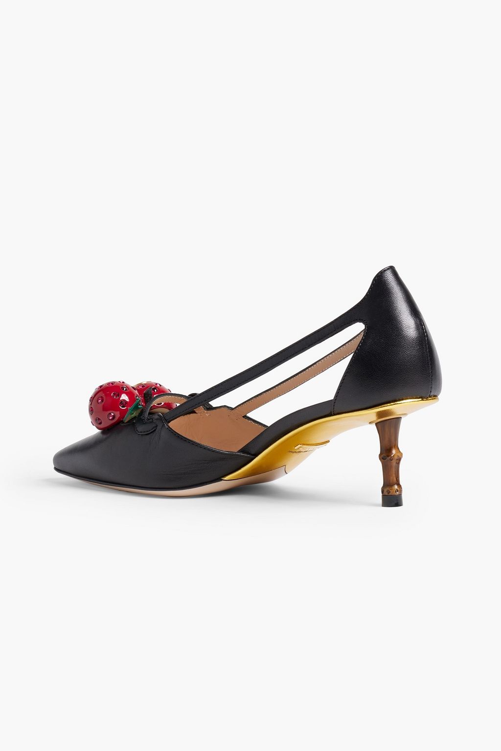 GUCCI Cutout embellished leather pumps