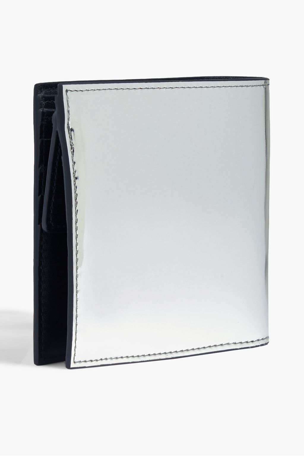 BALMAIN Logo-appliquéd mirrored-leather wallet