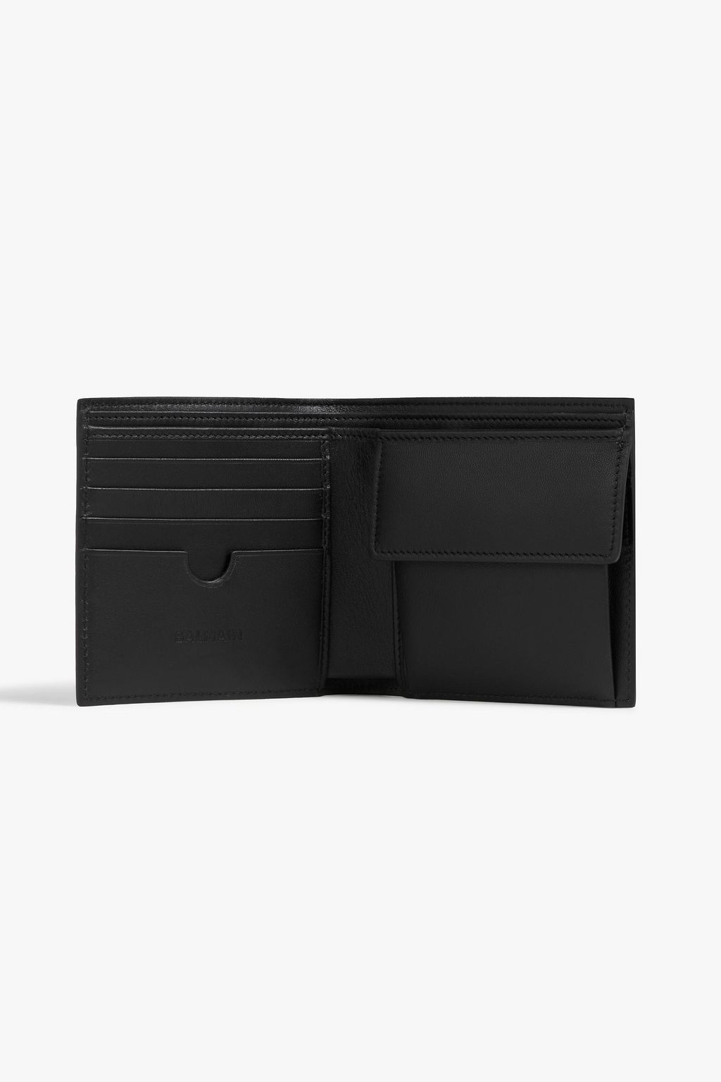 BALMAIN Logo-appliquéd mirrored-leather wallet
