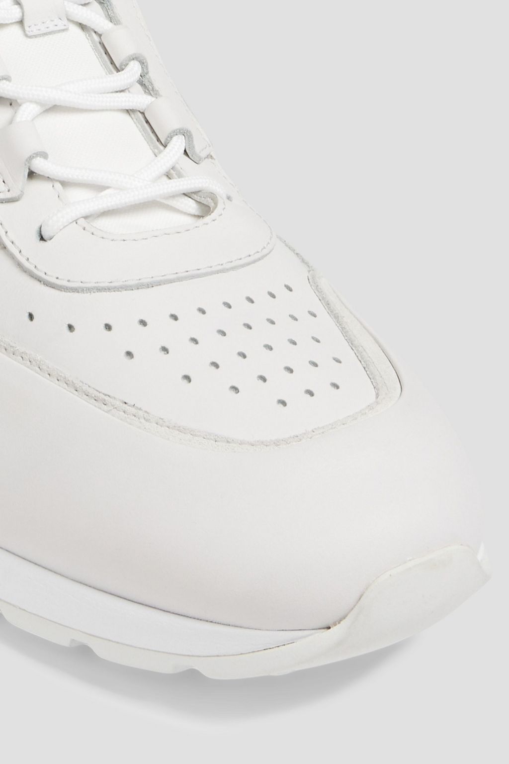TOD'S Canvas-trimmed perforated suede and leather sneakers