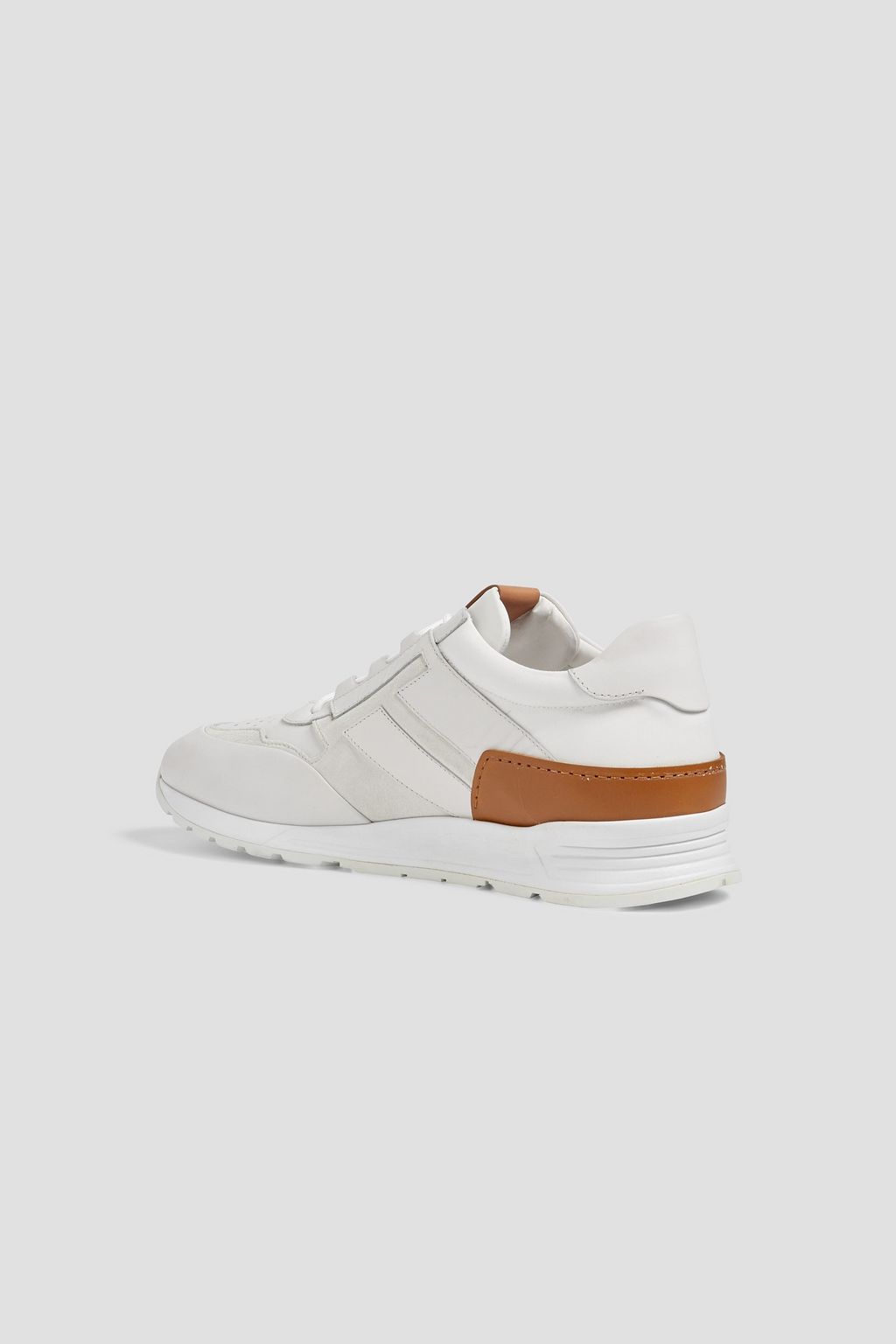 TOD'S Canvas-trimmed perforated suede and leather sneakers