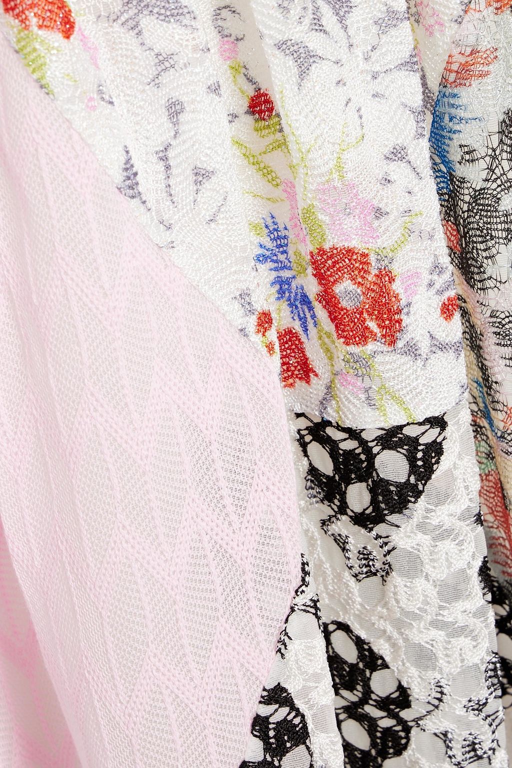 MISSONI Patchwork-effect metallic crochet-knit maxi dress