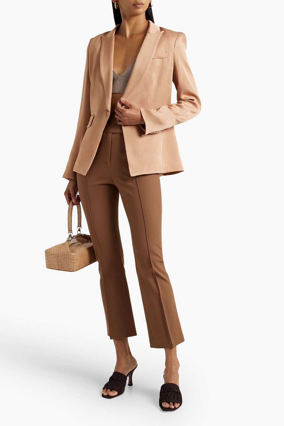 Veronica Beard Athens Dickey Charmeuse Blazer In Sand