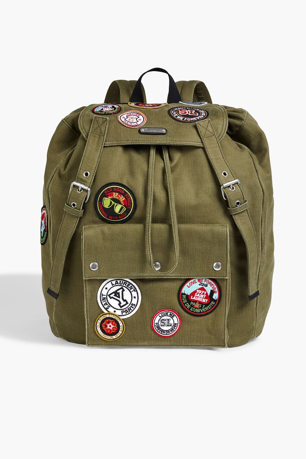 Army green Appliquéd cotton-gabardine 