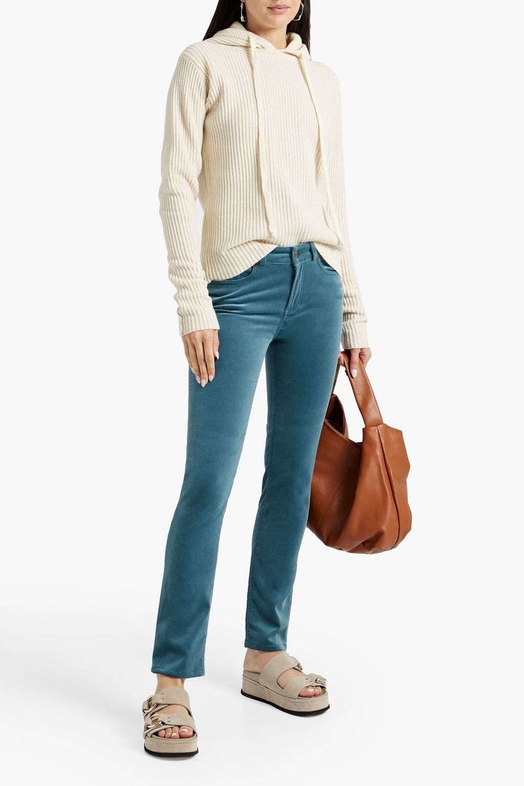 LORO PIANA Mathias cotton-blend velvet slim-leg pants