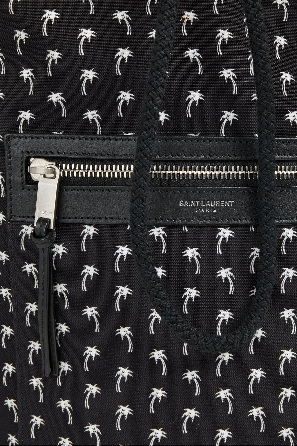 SAINT LAURENT Bedruckter Rucksack aus Canvas mit Lederbesatz