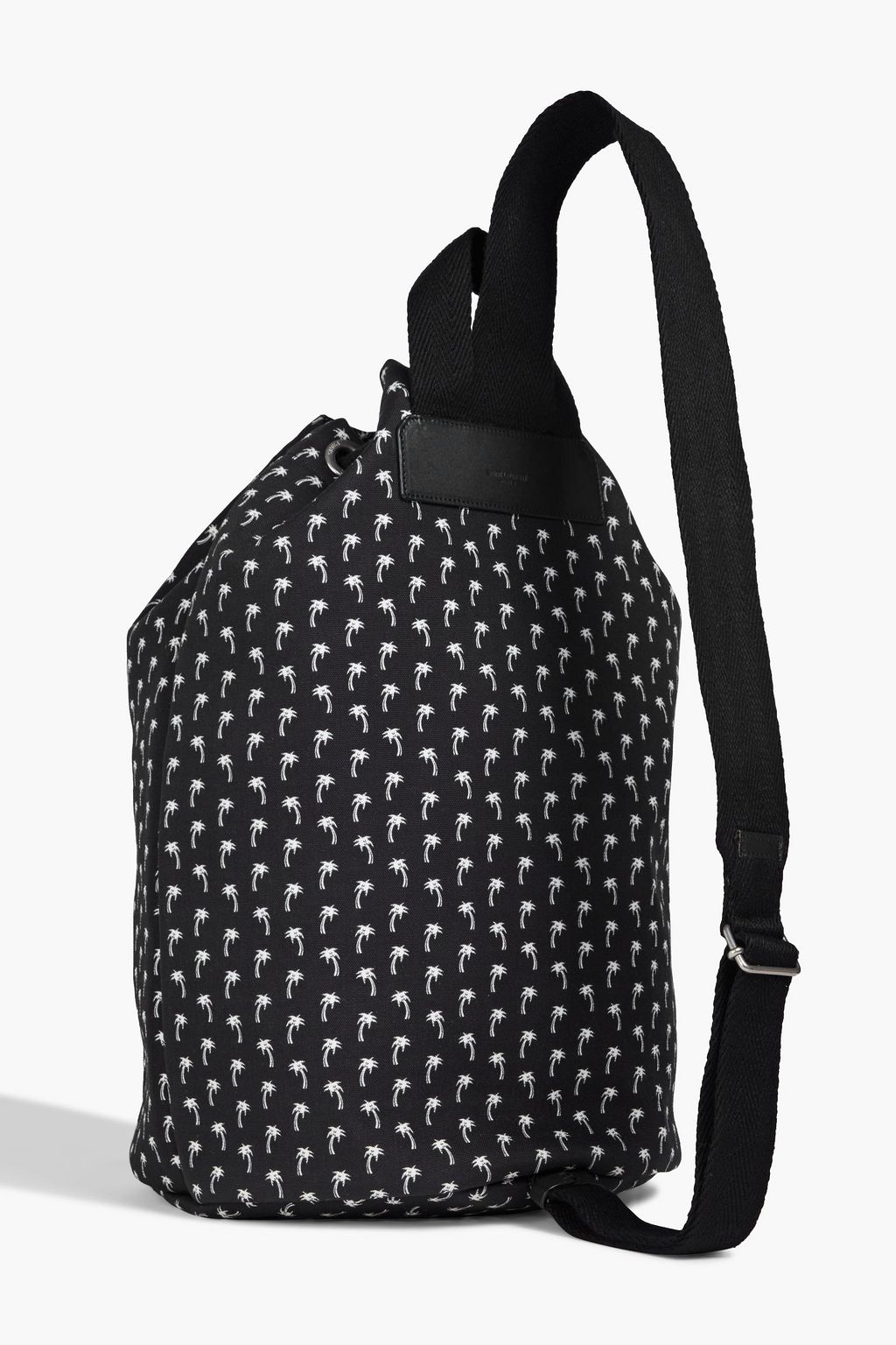 SAINT LAURENT Bedruckter Rucksack aus Canvas mit Lederbesatz