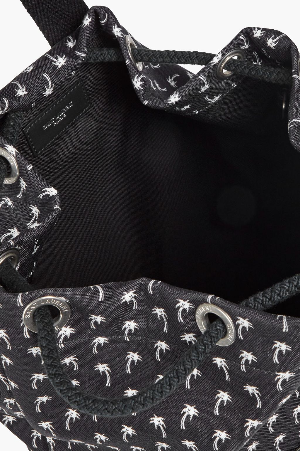 SAINT LAURENT Bedruckter Rucksack aus Canvas mit Lederbesatz