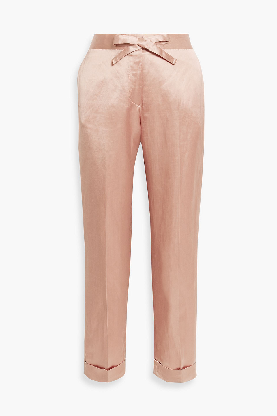 Officine Generale Miranda Linen-blend Satin Straight-leg Pants In Antique Rose