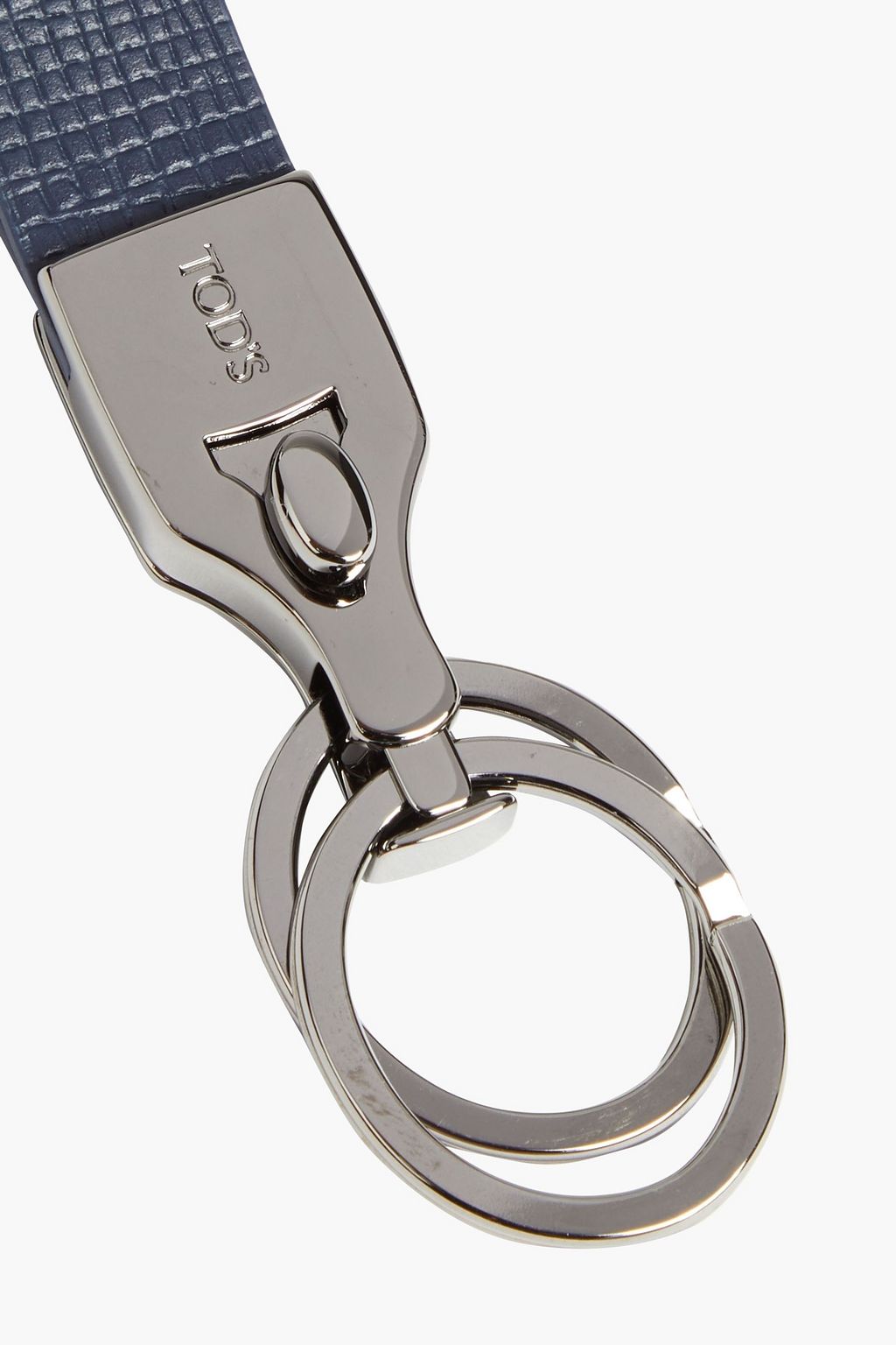 TOD'S Gunmetaltone texturedleather keychain THE
