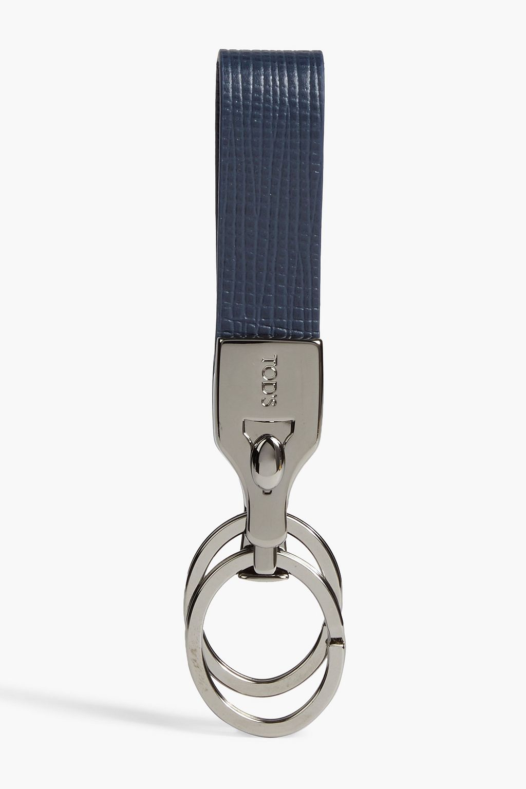 TOD'S Gunmetaltone texturedleather keychain THE