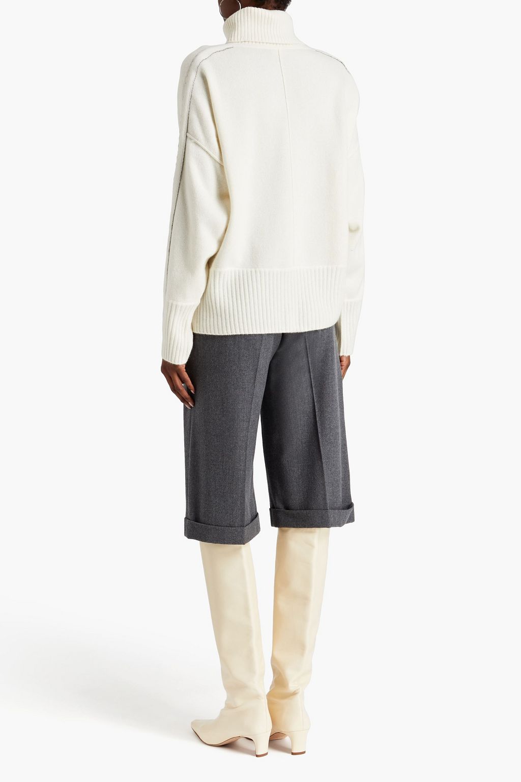 N.PEAL Bead-embellished cashmere turtleneck sweater
